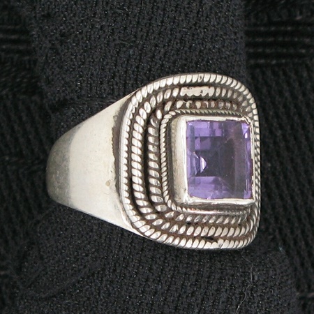 серебряное кольцо с аметистом перстень, богемный стиль