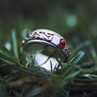 Вращающееся кольцо с бирюзой и кораллом "Мантра" - 2